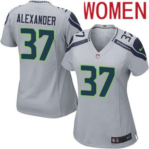Women Seattle Seahawks #37 Shaun Alexander Nike Gray Game NFL Jersey->women nfl jersey->Women Jersey